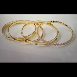 Gold and pink bangle set
